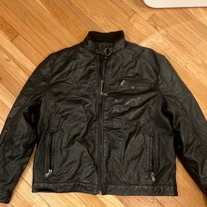 Men’s Emanuel Leather Moto Jacket XXL